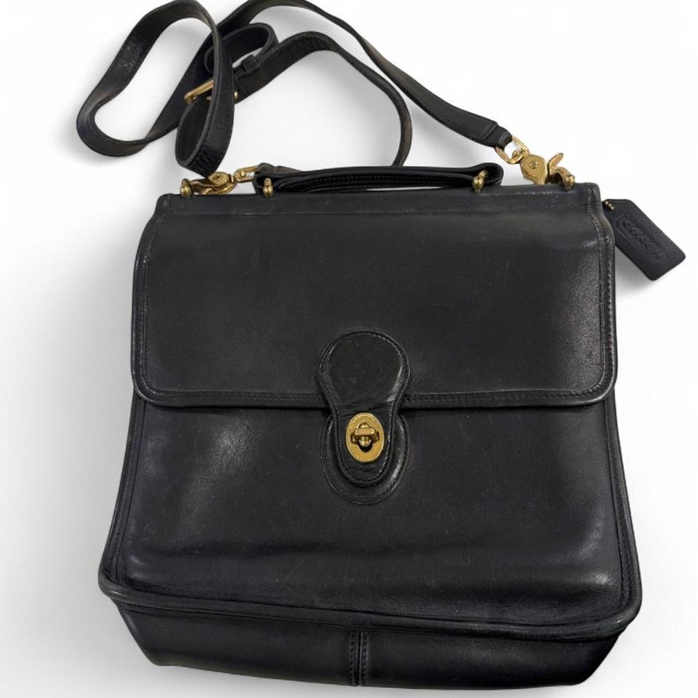 Vintage Coach Willis Bag 9927 Black Leather Crossbody Top Handle Briefcase